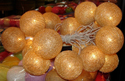 Decorative silk Ball String Lights gold color silk ball