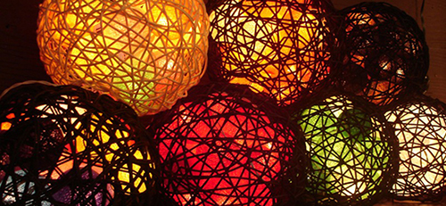 fancy string light wickerwork