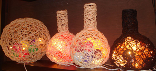 String Lights Cotton Ball in their basket rattan
