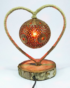 exotic ambiance lamp in carved coconut