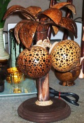 exotic ambiance lamp in carved coconut