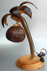 exotic ambiance lamp in carved coconut